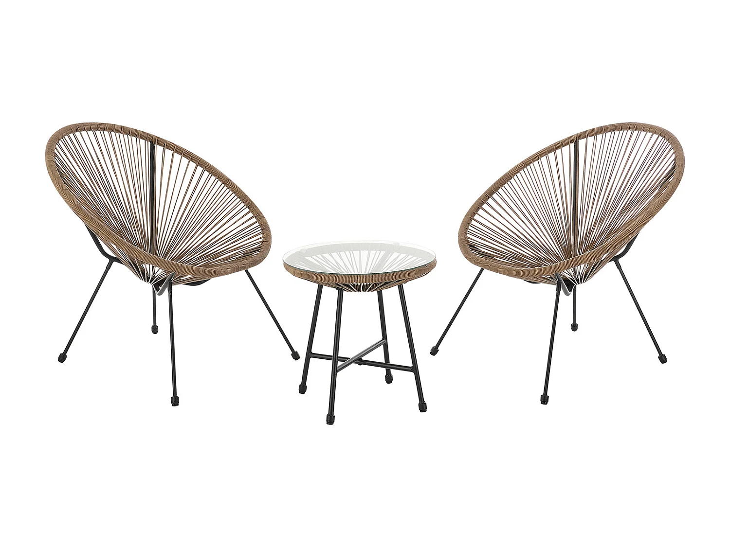 Ensemble de meubles de balcon SVITA BALI Ensemble de salon Relax Egg-Chair en osier Design Marron