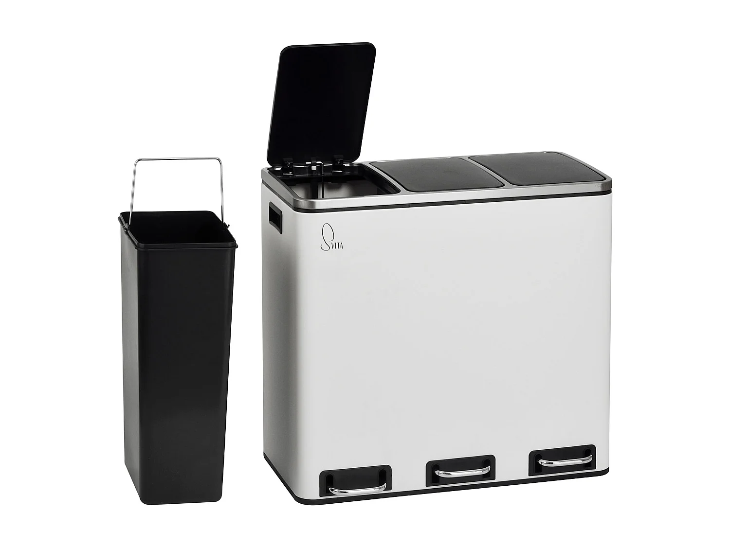 SVITA TM3X18 Poubelle corbeille à papier 54L poubelle tri sélectif argent
