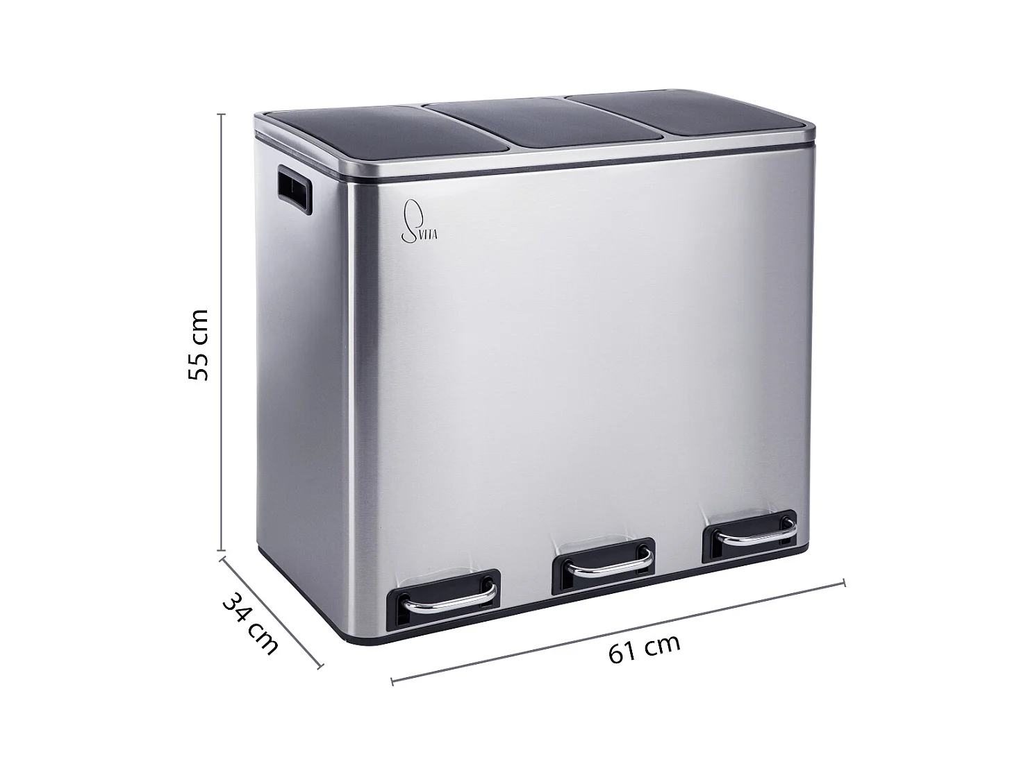 SVITA TM3X18 Poubelle corbeille à papier 54L poubelle tri sélectif argent