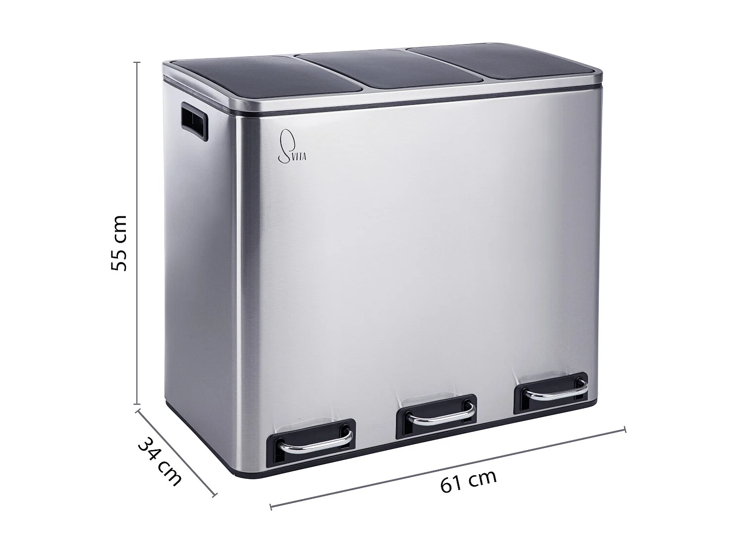 SVITA TM3X18 Poubelle corbeille à papier 54L poubelle tri sélectif argent