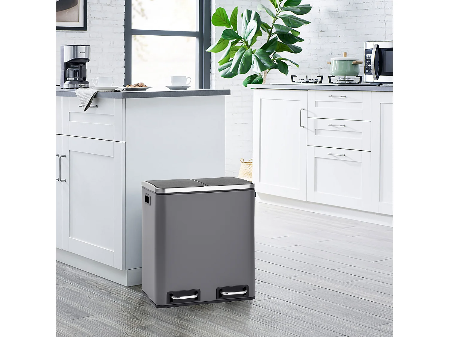 SVITA TM2X15 Poubelle 30 compartiments avec système de tri des déchets gris