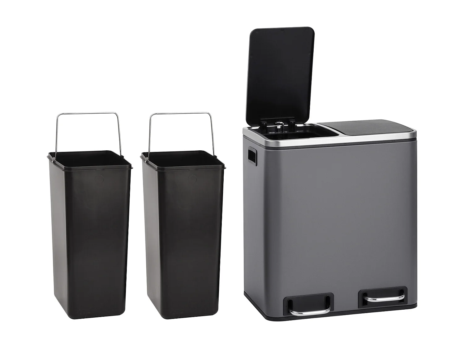 SVITA TM2X15 Poubelle 30 compartiments avec système de tri des déchets gris