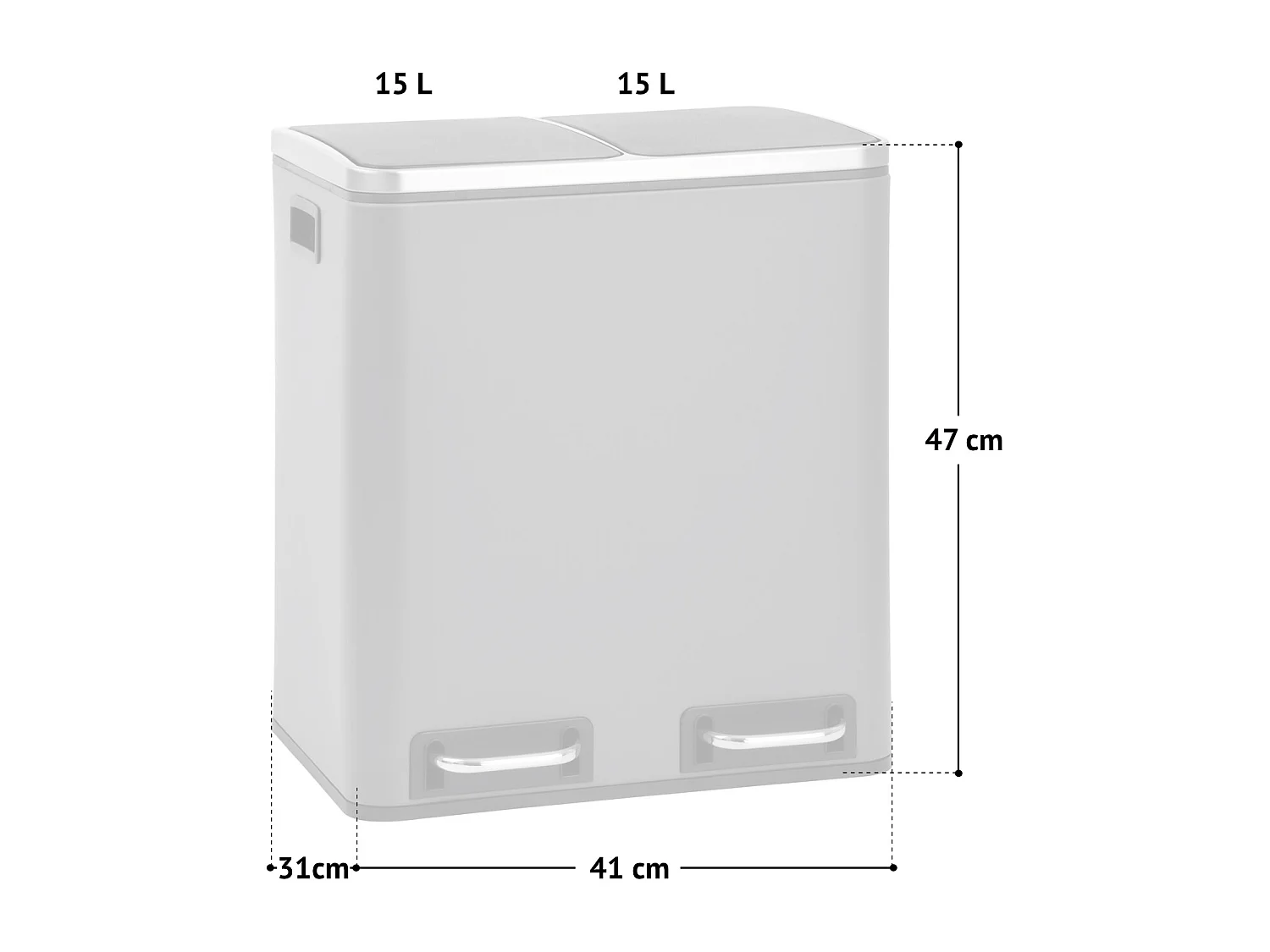 SVITA TM2X15 Poubelle 30 compartiments avec système de tri des déchets gris