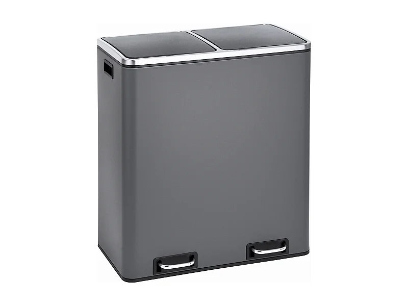 SVITA TM2X30 poubelle à pédale 60 litres, système de séparation et d'organisation de cuisine, gris