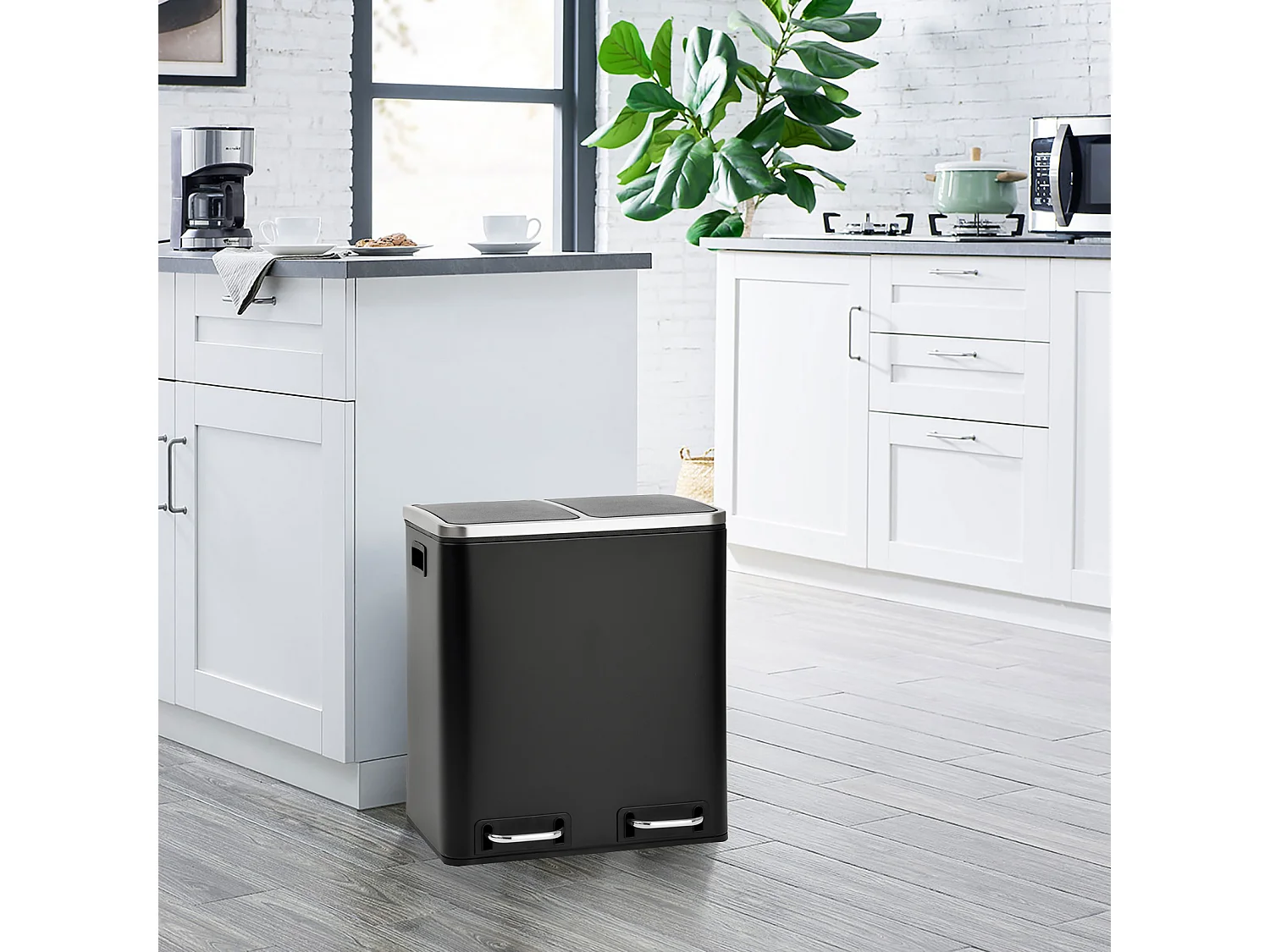 SVITA TM2X15 Poubelle 30 compartiments avec système de tri des déchets noir