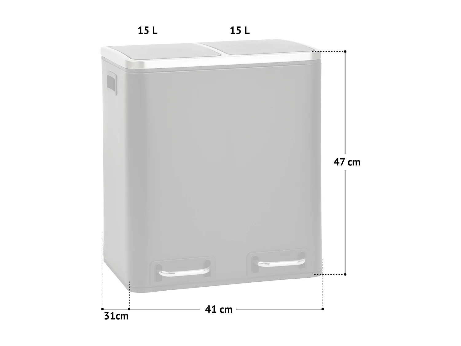 SVITA TM2X15 Poubelle 30 compartiments avec système de tri des déchets noir