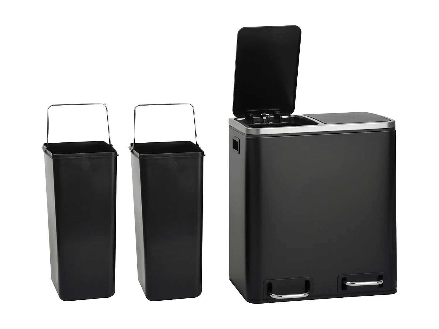 SVITA TM2X15 Poubelle 30 compartiments avec système de tri des déchets noir