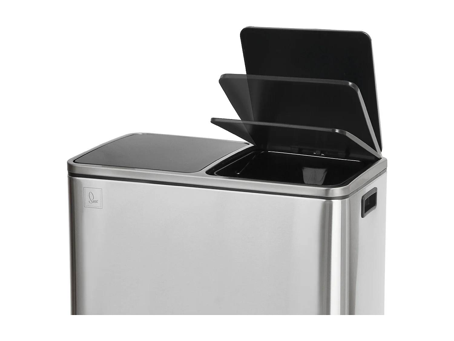 SVITA TM2X30 poubelle à pédale 60 litres, système de séparation et d'organisation de cuisine, argent