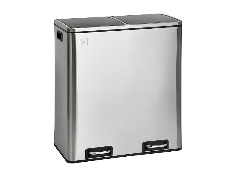 SVITA TM2X30 poubelle à pédale 60 litres, système de séparation et d'organisation de cuisine, argent