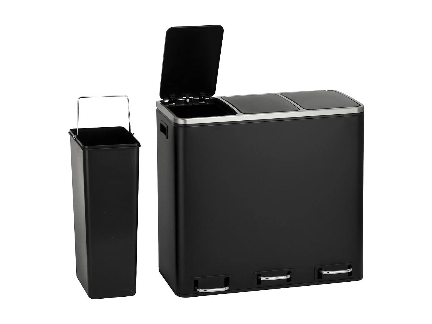 SVITA TM3X18 Poubelle corbeille à papier 54L poubelle tri sélectif gris