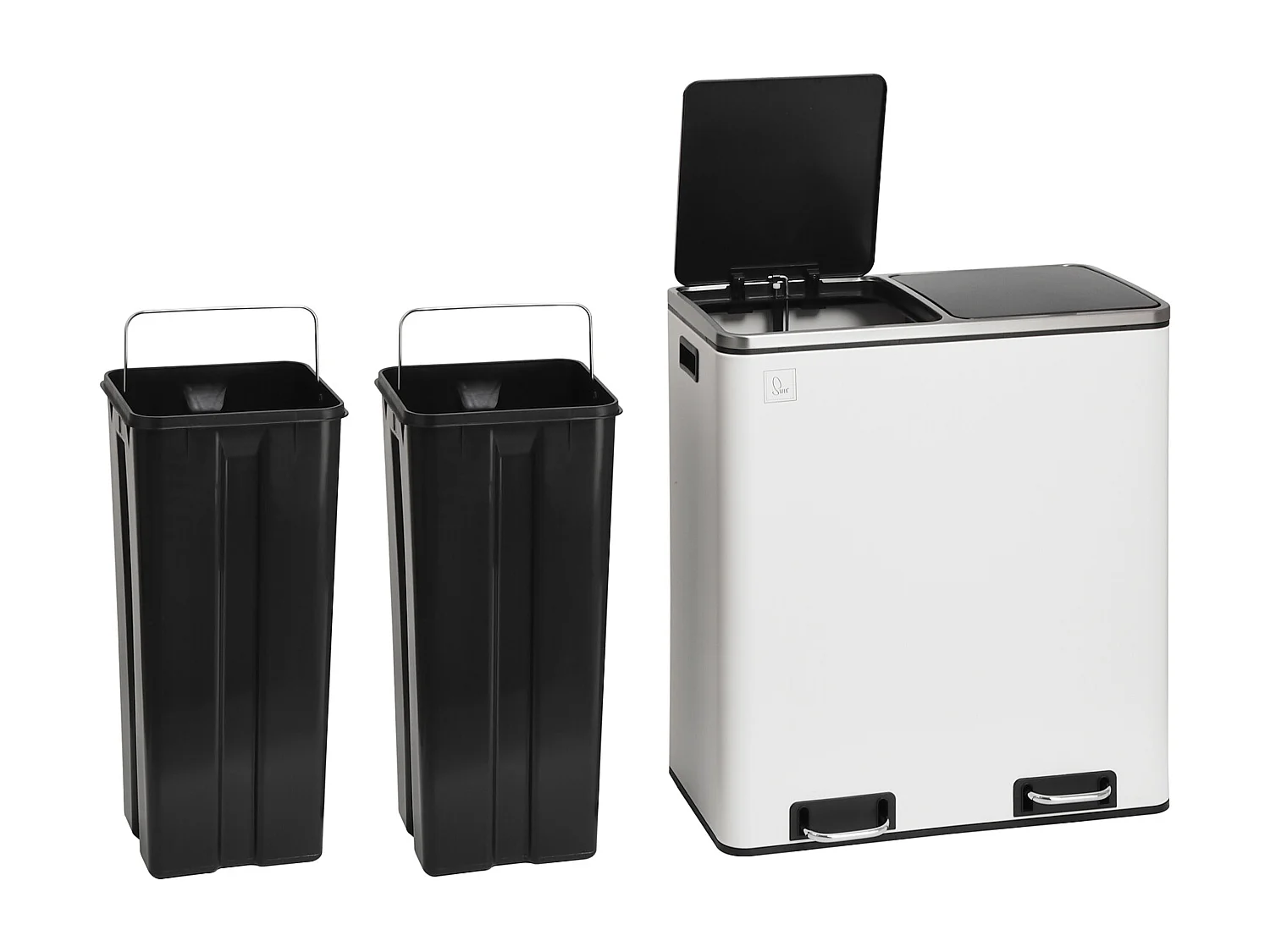 SVITA TM2X30 poubelle à pédale 60 litres, système de séparation et d'organisation de cuisine, blanc