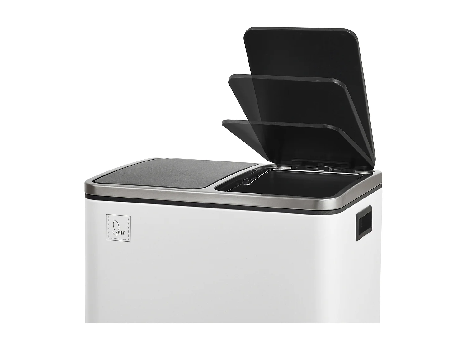 SVITA TM2X30 poubelle à pédale 60 litres, système de séparation et d'organisation de cuisine, blanc