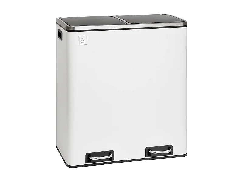 SVITA TM2X30 poubelle à pédale 60 litres, système de séparation et d'organisation de cuisine, blanc