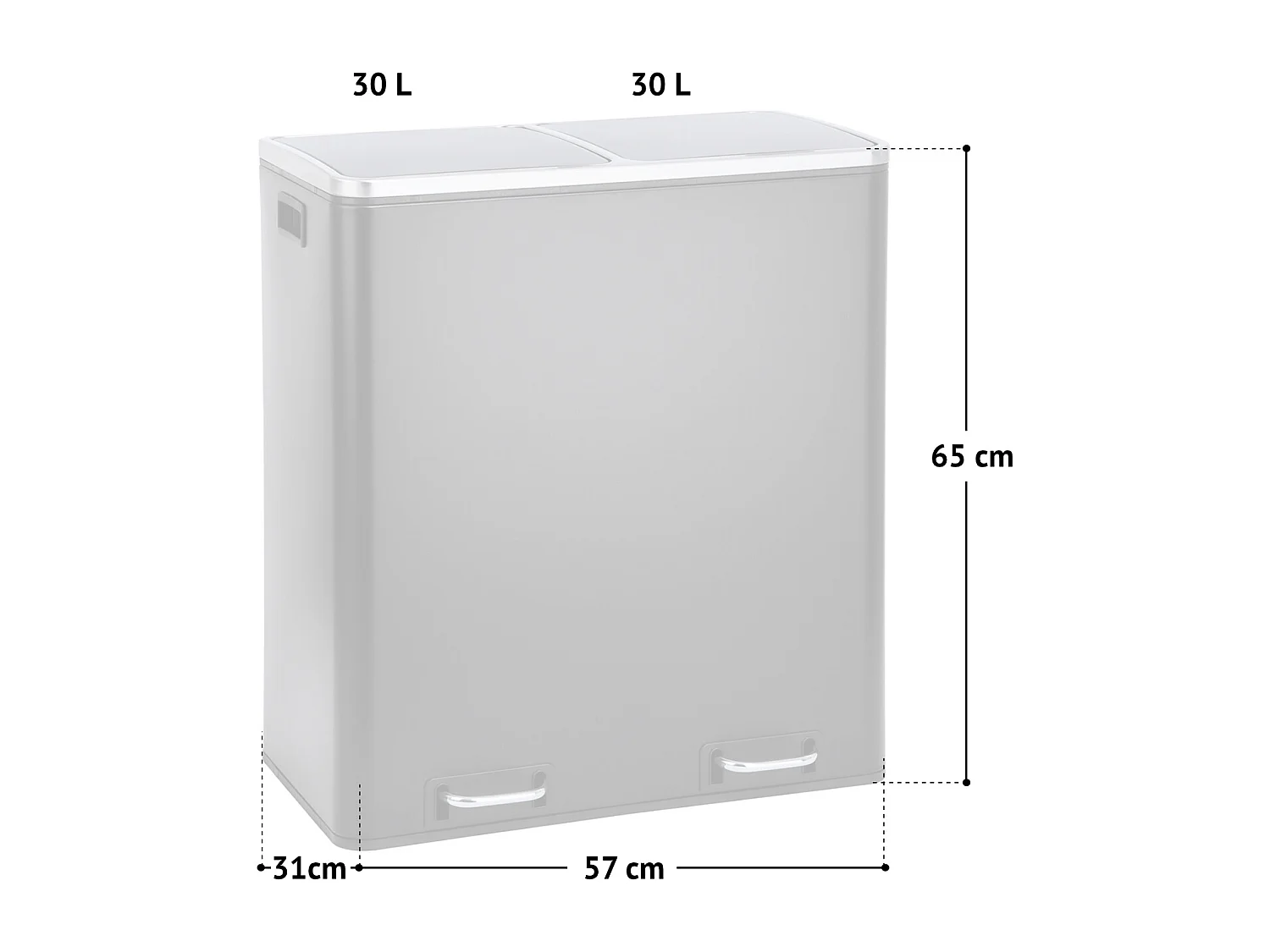 SVITA TM2X30 poubelle à pédale 60 litres, système de séparation et d'organisation de cuisine, noir
