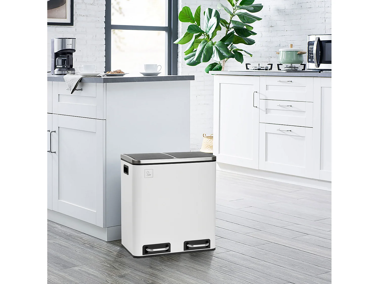 SVITA TM2X15 Poubelle 30 compartiments avec système de tri des déchets blanc