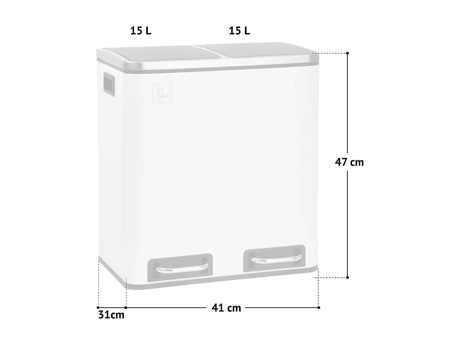 SVITA TM2X15 Poubelle 30 compartiments avec système de tri des déchets blanc
