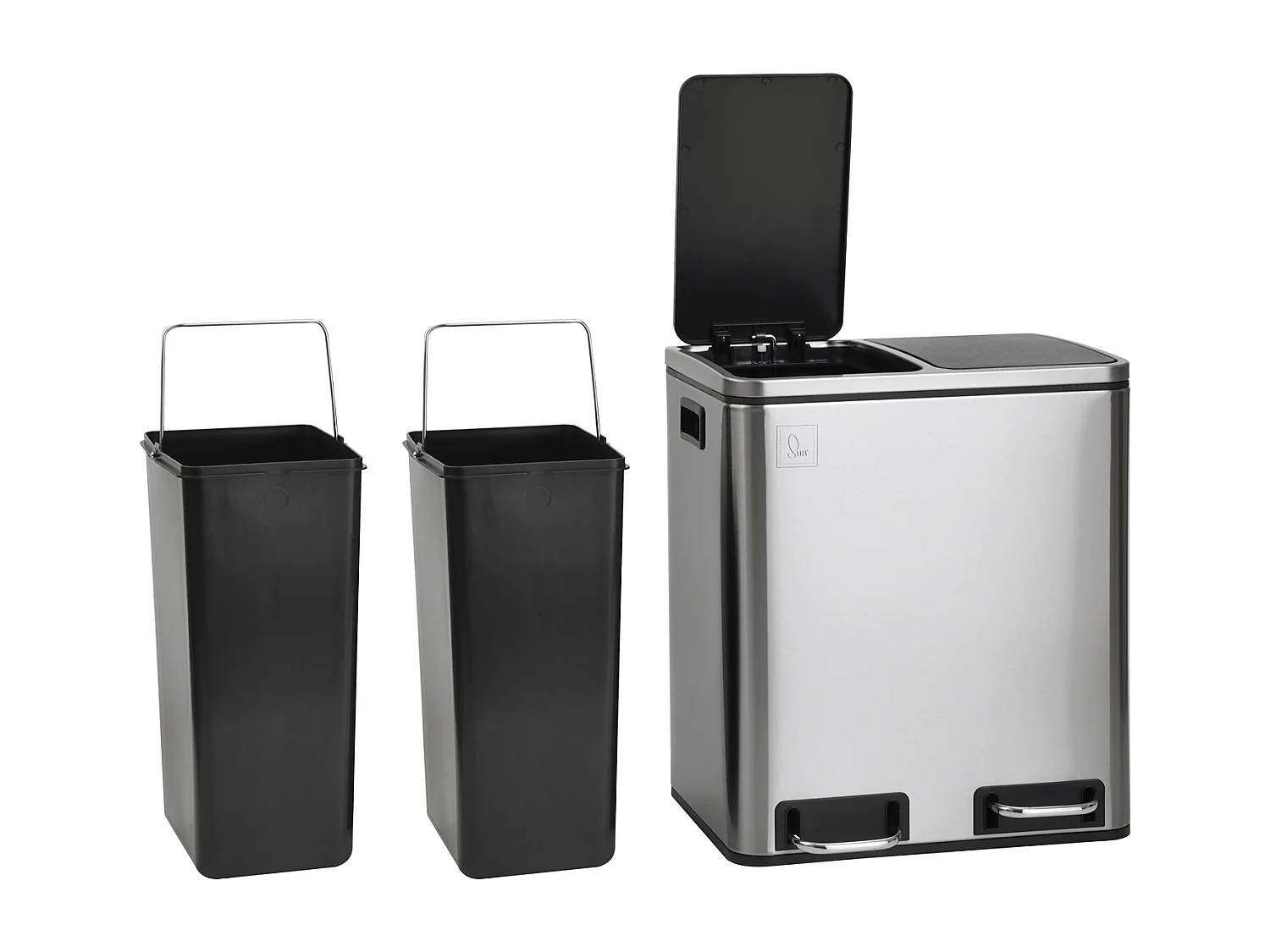 SVITA TM2X15 Poubelle 30 compartiments avec système de tri des déchets argent