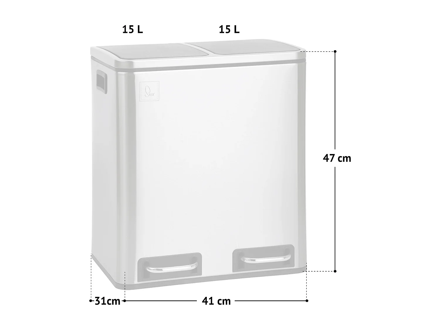 SVITA TM2X15 Poubelle 30 compartiments avec système de tri des déchets argent