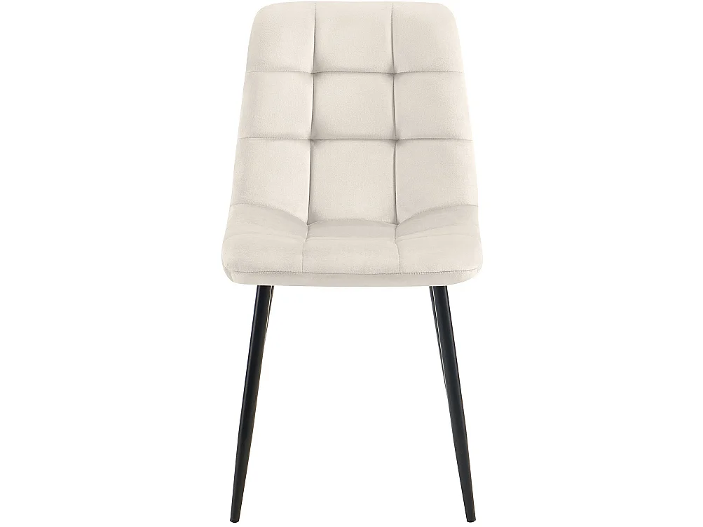Lot de 2  chaise salle à manger - Velours - Blanc crème - Tilde