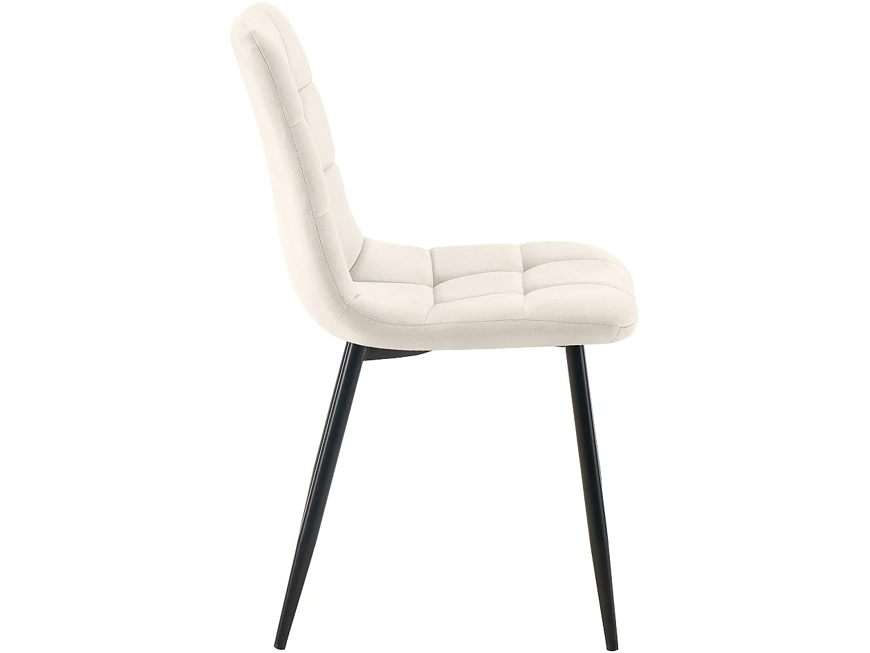 Lot de 2  chaise salle à manger - Velours - Blanc crème - Tilde
