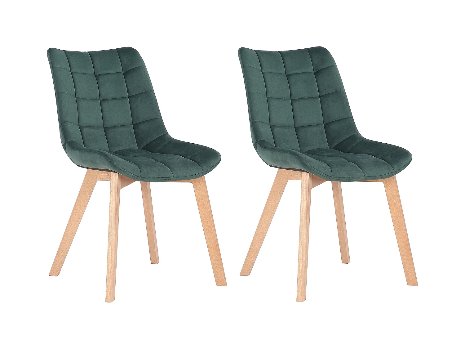 Lot de 2  chaise salle à manger - Velours - Vert - Passaic