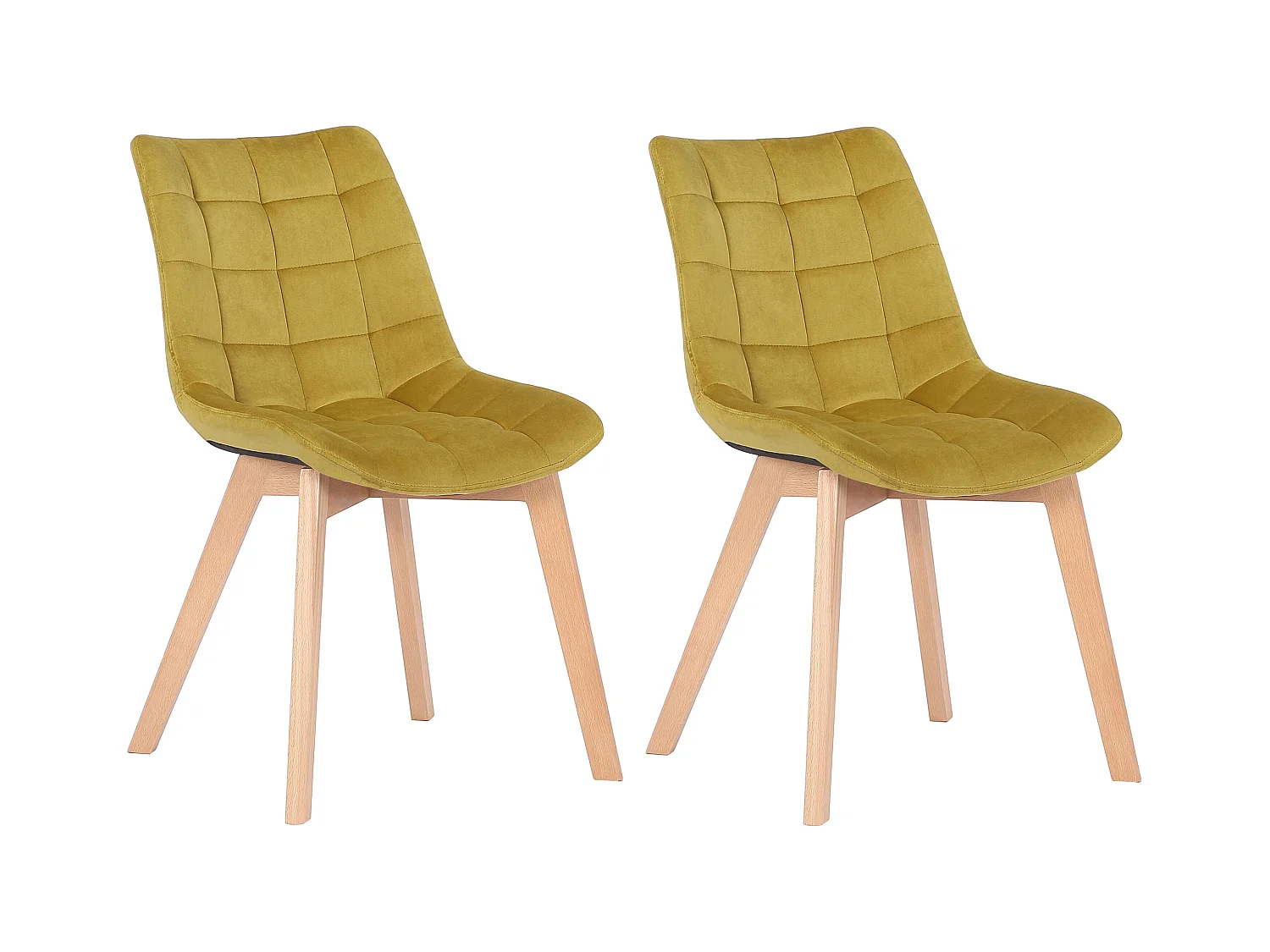 Lot de 2  chaise salle à manger - Velours - Jaune - Passaic