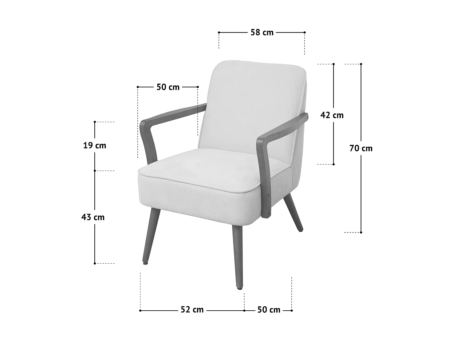 SVITA TUVA Fauteuil lounge Chaise d'accent vintage Salon Chambre à coucher Beige