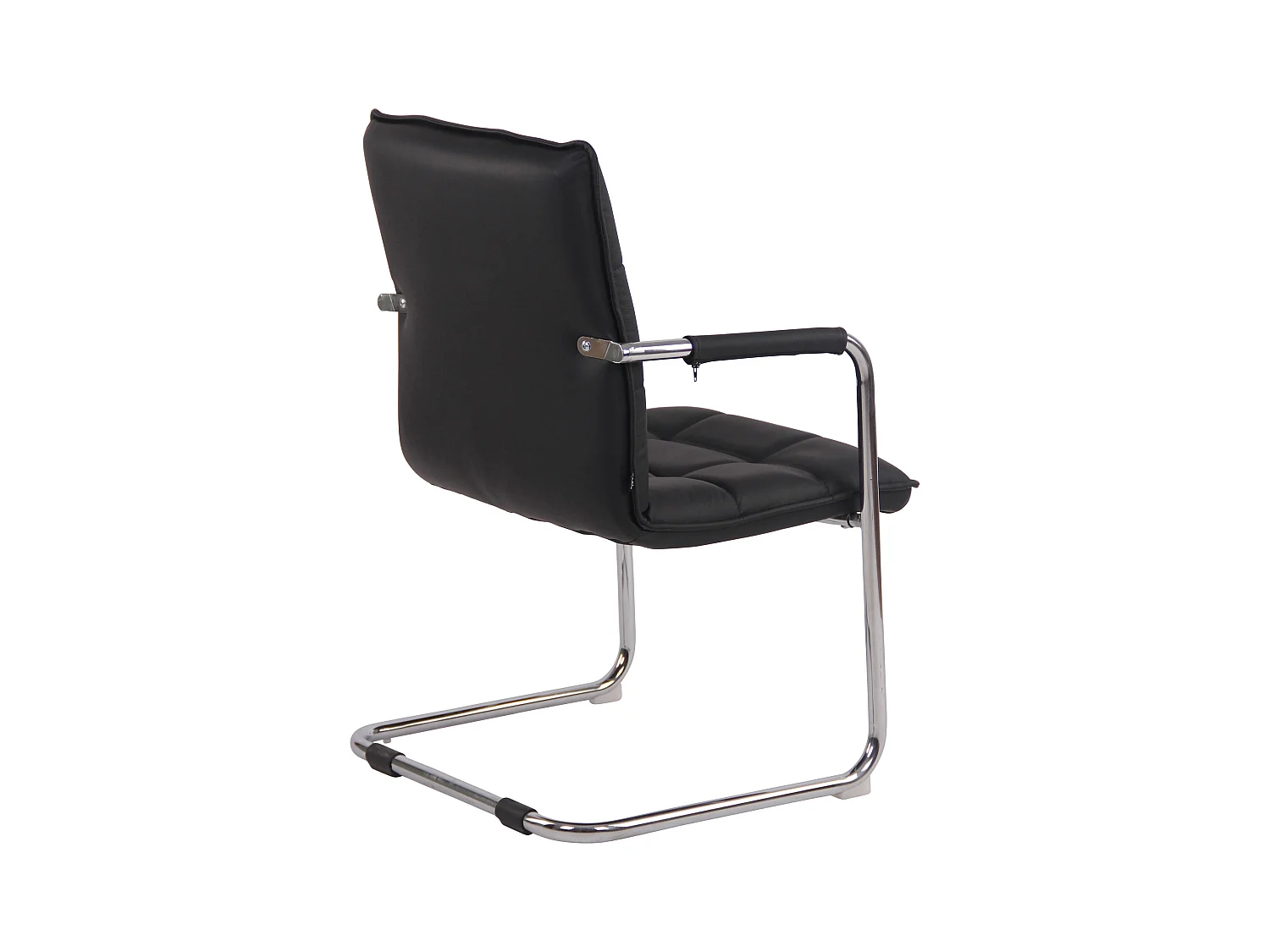 Lot de 2  chaises oscillantes - Véritable cuir & Chrome - Noir - Gandia
