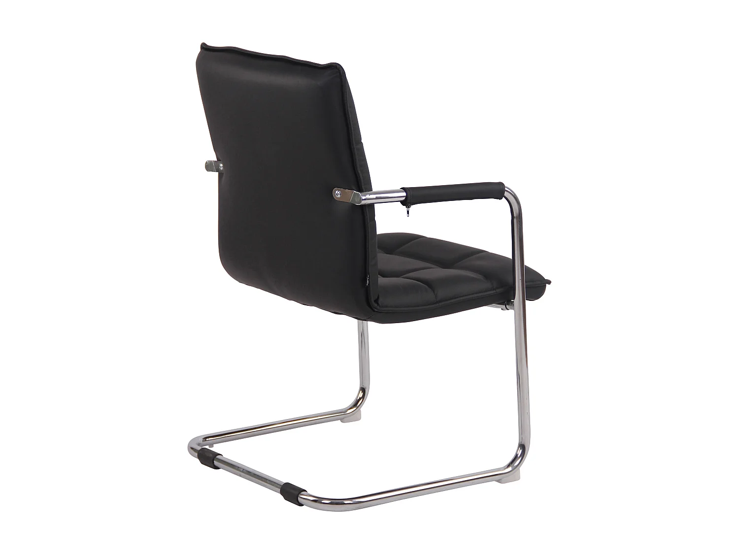Lot de 2  chaises oscillantes - Véritable cuir & Chrome - Noir - Gandia