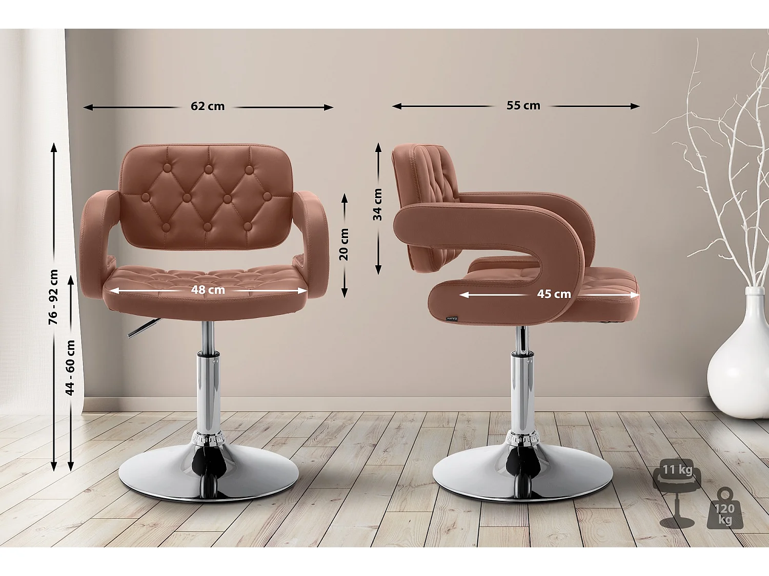 Ligstoel - Kunstleer & antiek licht - cognac - Dublin