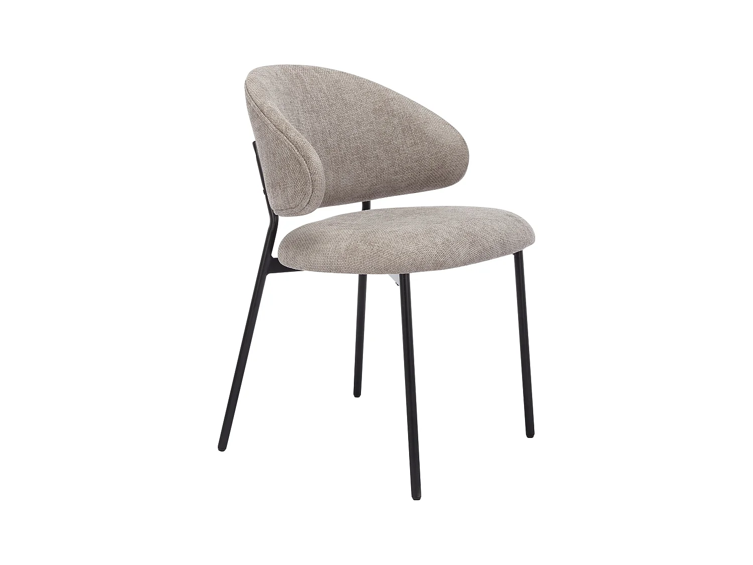 Lot de 4 chaises en tissu texturé et métal noir - Taupe - VOSINIA
