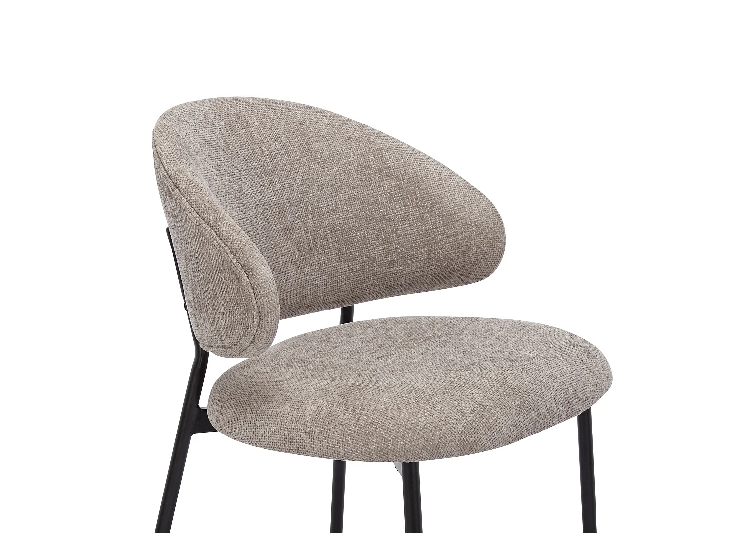 Lot de 4 chaises en tissu texturé et métal noir - Taupe - VOSINIA