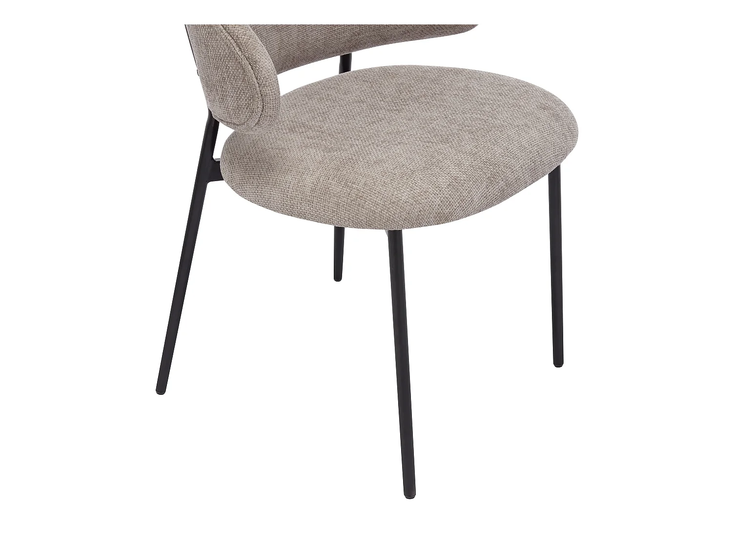 Lot de 4 chaises en tissu texturé et métal noir - Taupe - VOSINIA