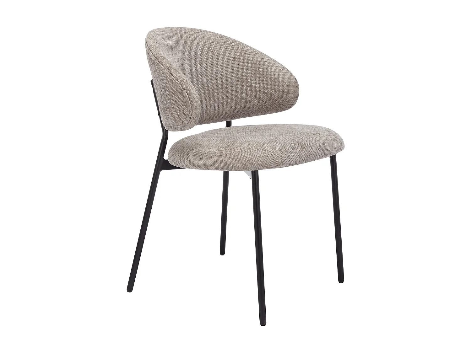 Stuhl 4er-Set - Strukturstoff & schwarzes Metall - Taupe - VOSINIA