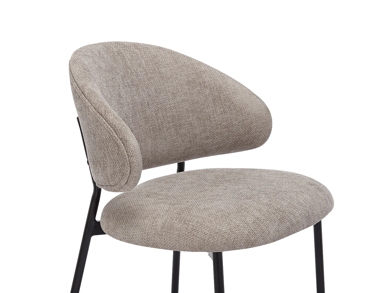 Stuhl 4er-Set - Strukturstoff & schwarzes Metall - Taupe - VOSINIA