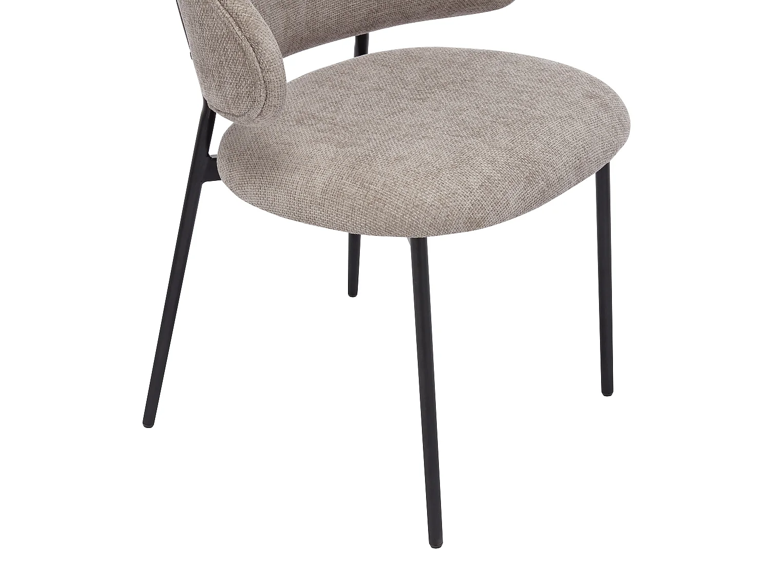 Stuhl 4er-Set - Strukturstoff & schwarzes Metall - Taupe - VOSINIA