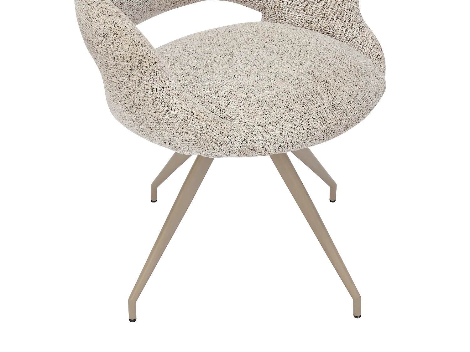 Drehstuhl 2er-Set - Tweed-Stoff & taupefarbenes Metall - Cremefarben - VALIANA