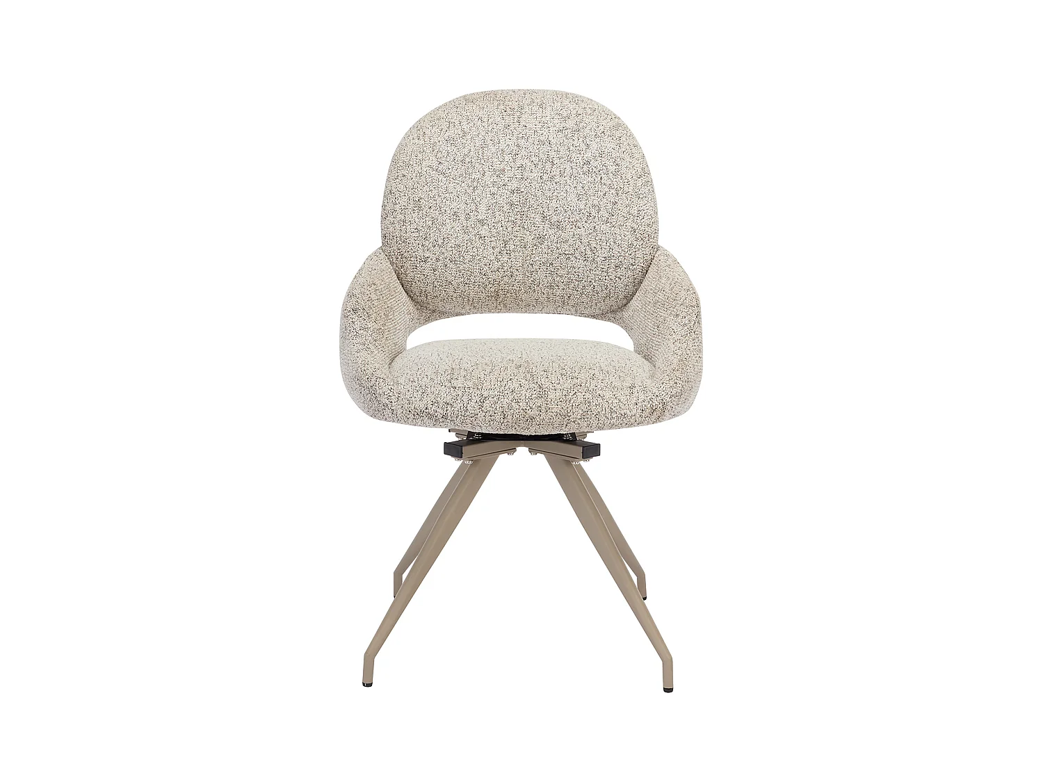 Lote de 2 sillas giratorias de tweed y metal color topo - Crema - VALIANA