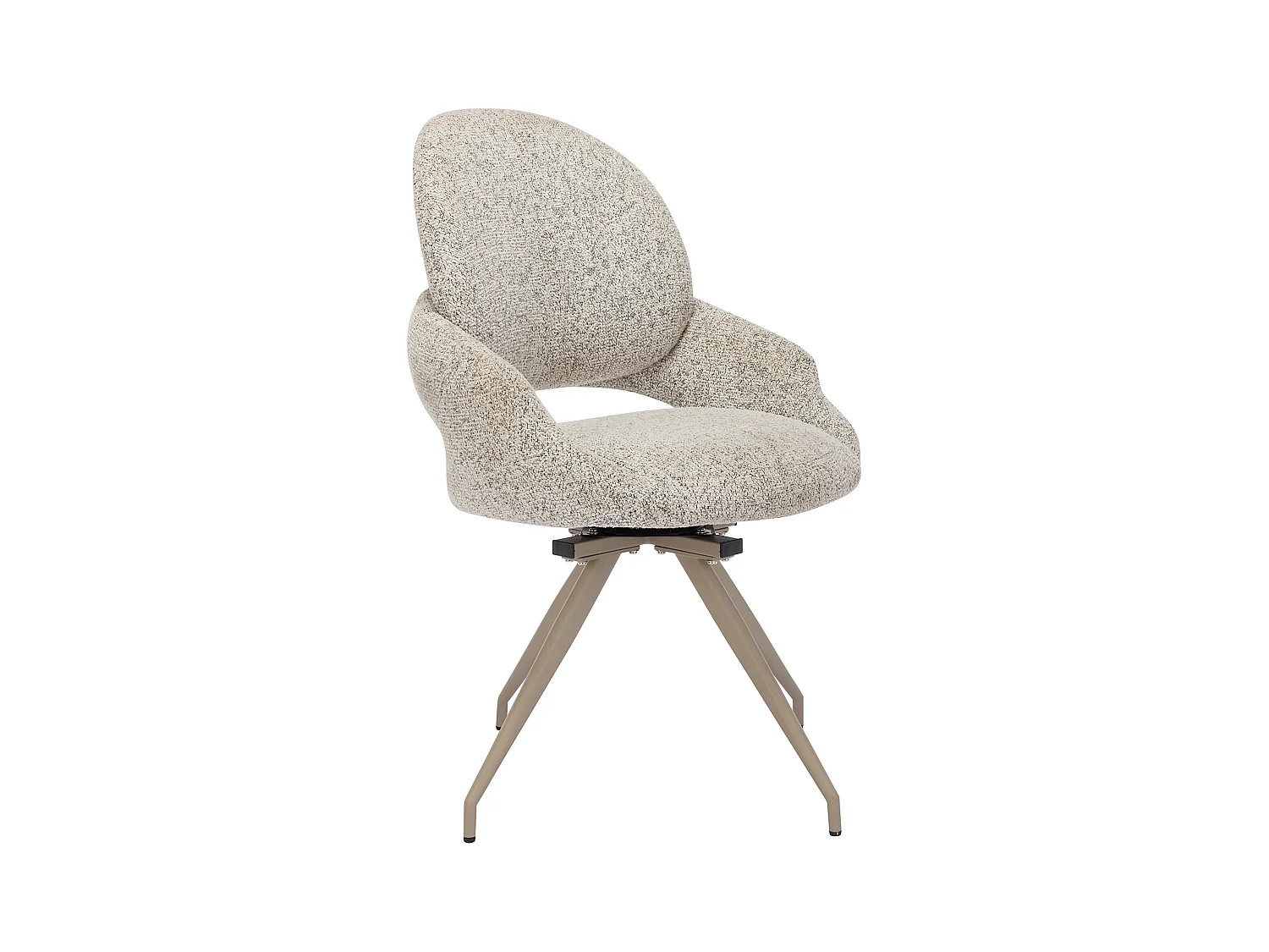 Lote de 2 sillas giratorias de tweed y metal color topo - Crema - VALIANA