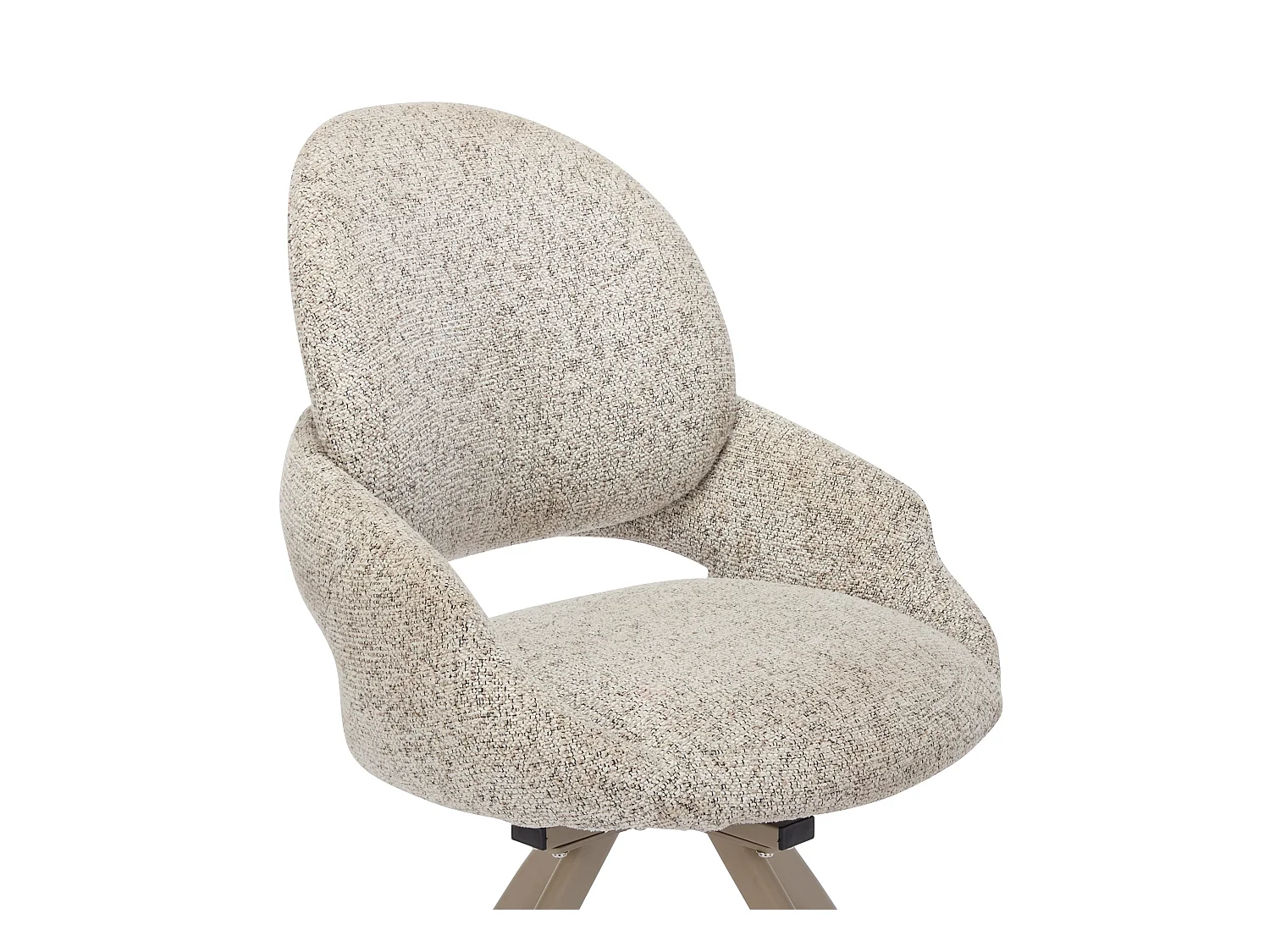 Lote de 2 sillas giratorias de tweed y metal color topo - Crema - VALIANA