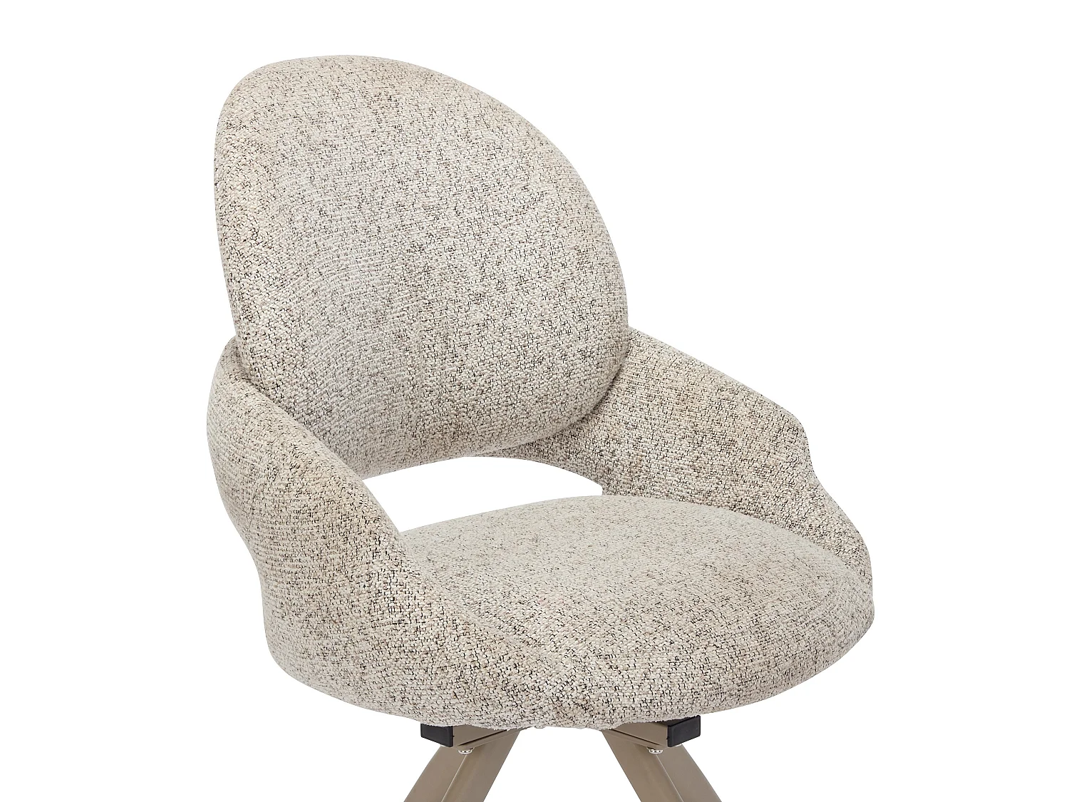 Drehstuhl 2er-Set - Tweed-Stoff & taupefarbenes Metall - Cremefarben - VALIANA