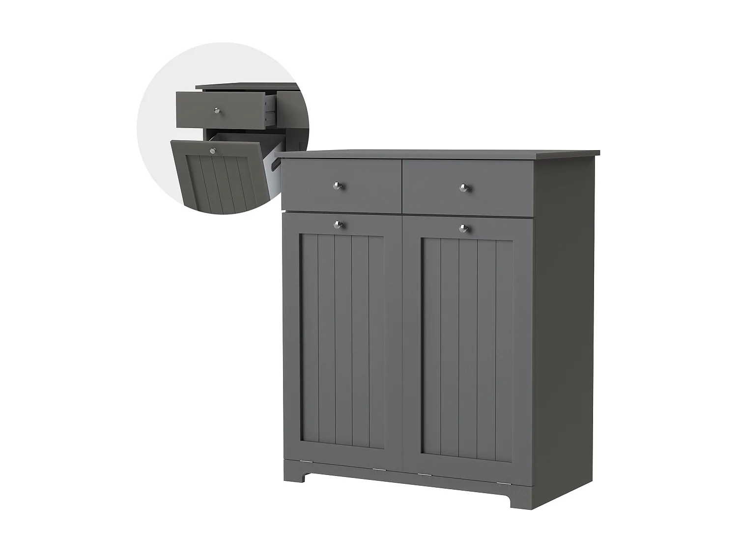 Mueble gris de lavadero armario para colada con 2 compartimentos y 2 cajones