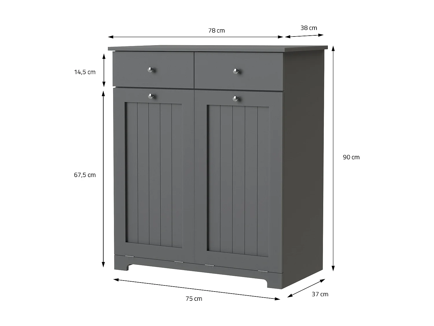 Mueble gris de lavadero armario para colada con 2 compartimentos y 2 cajones