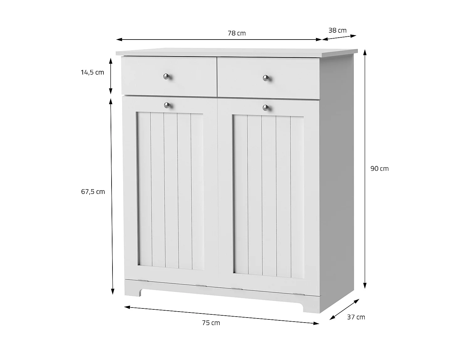 Mueble blanco de lavadero armario para colada con 2 compartimentos y 2 cajones
