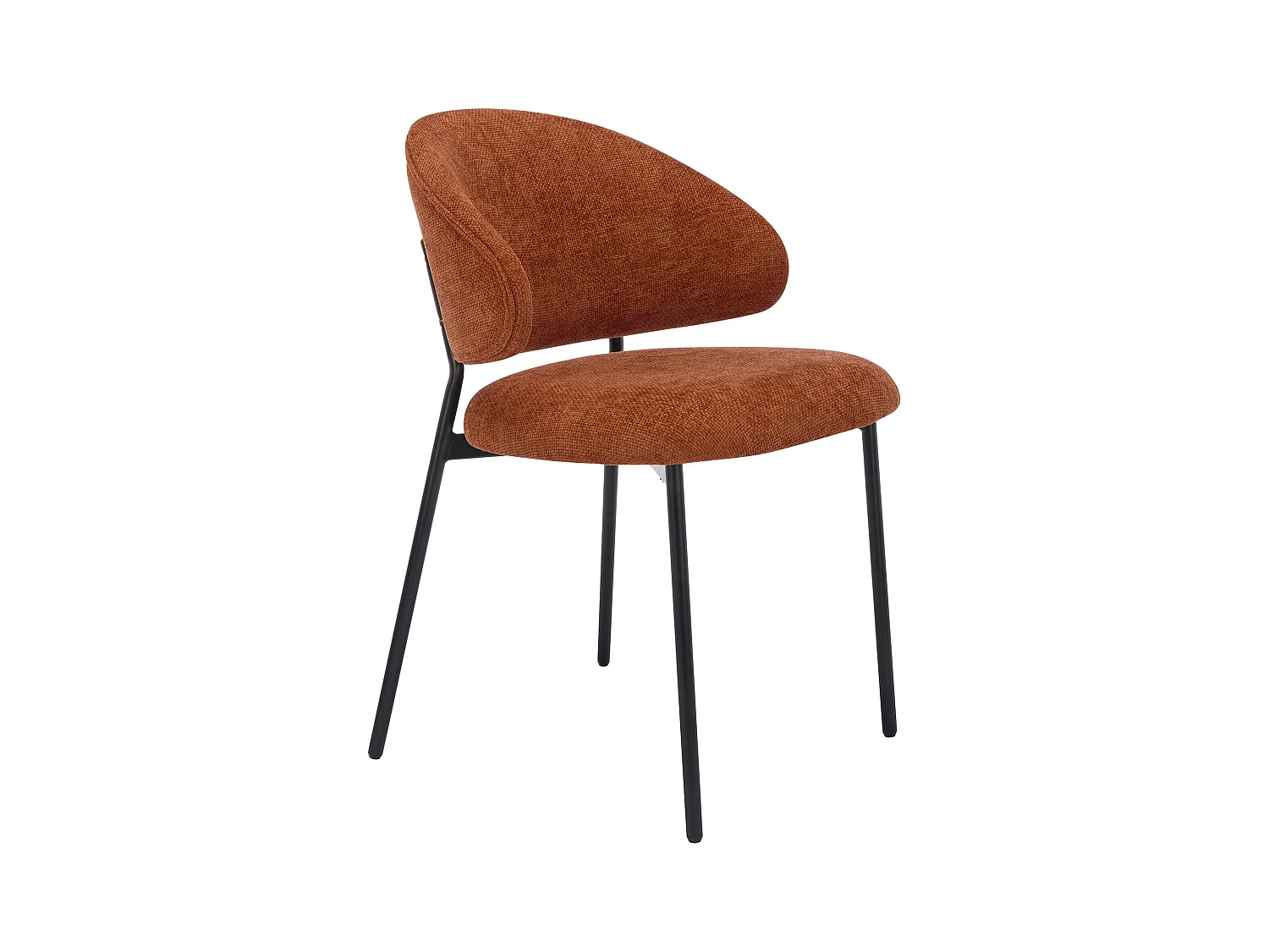 Stuhl 4er-Set - Strukturstoff & schwarzes Metall - Terracotta - VOSINIA
