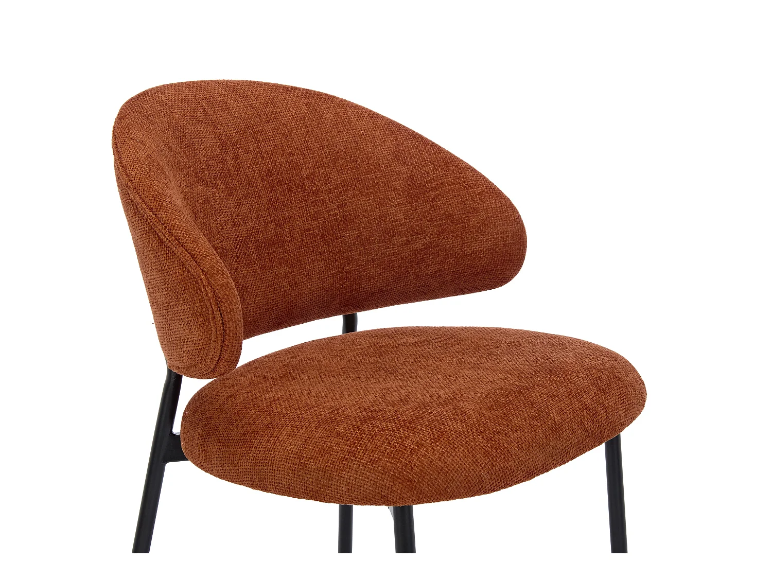 Stuhl 4er-Set - Strukturstoff & schwarzes Metall - Terracotta - VOSINIA