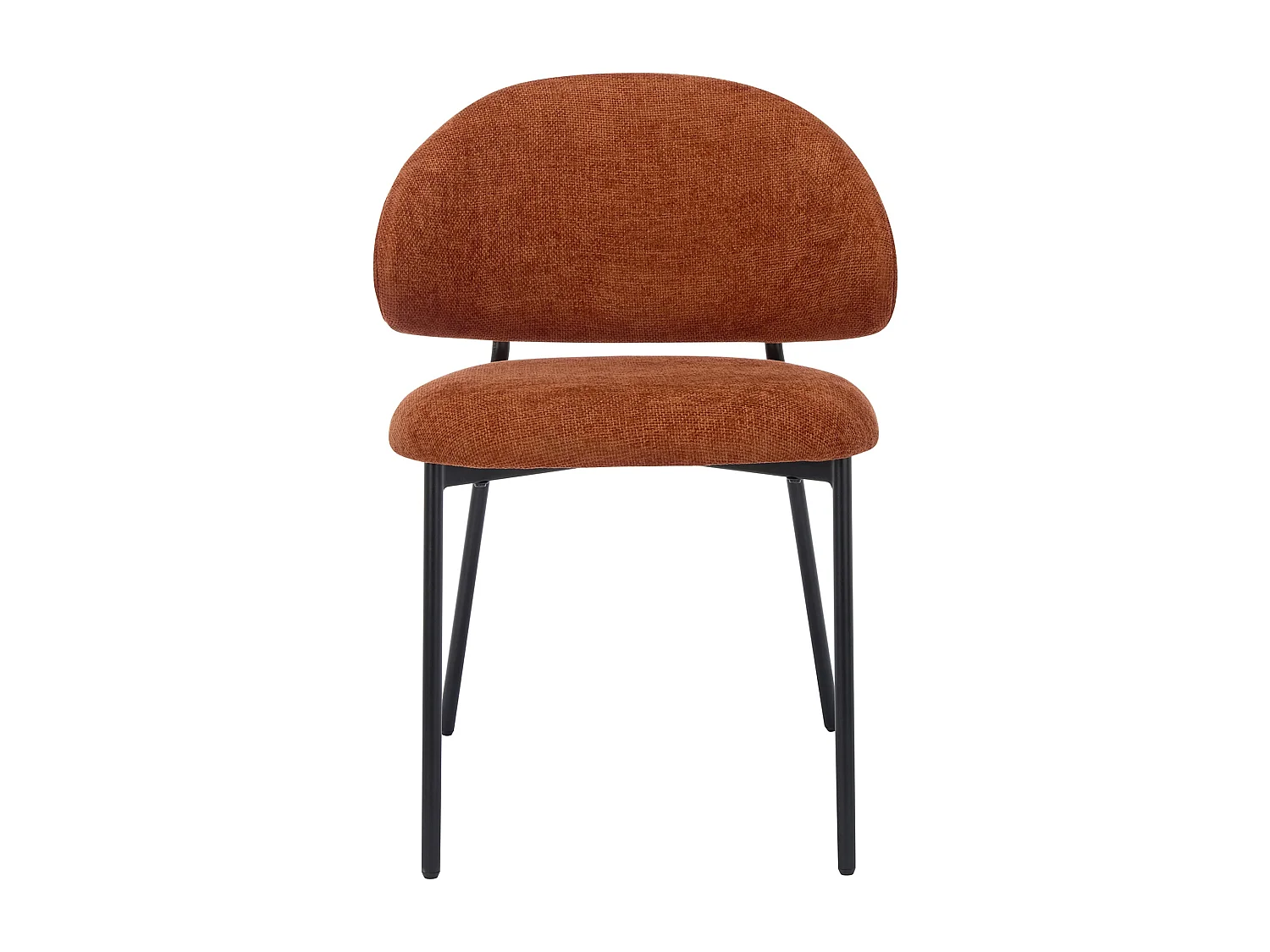 Lot de 4 chaises en tissu texturé et métal noir - Terracotta - VOSINIA