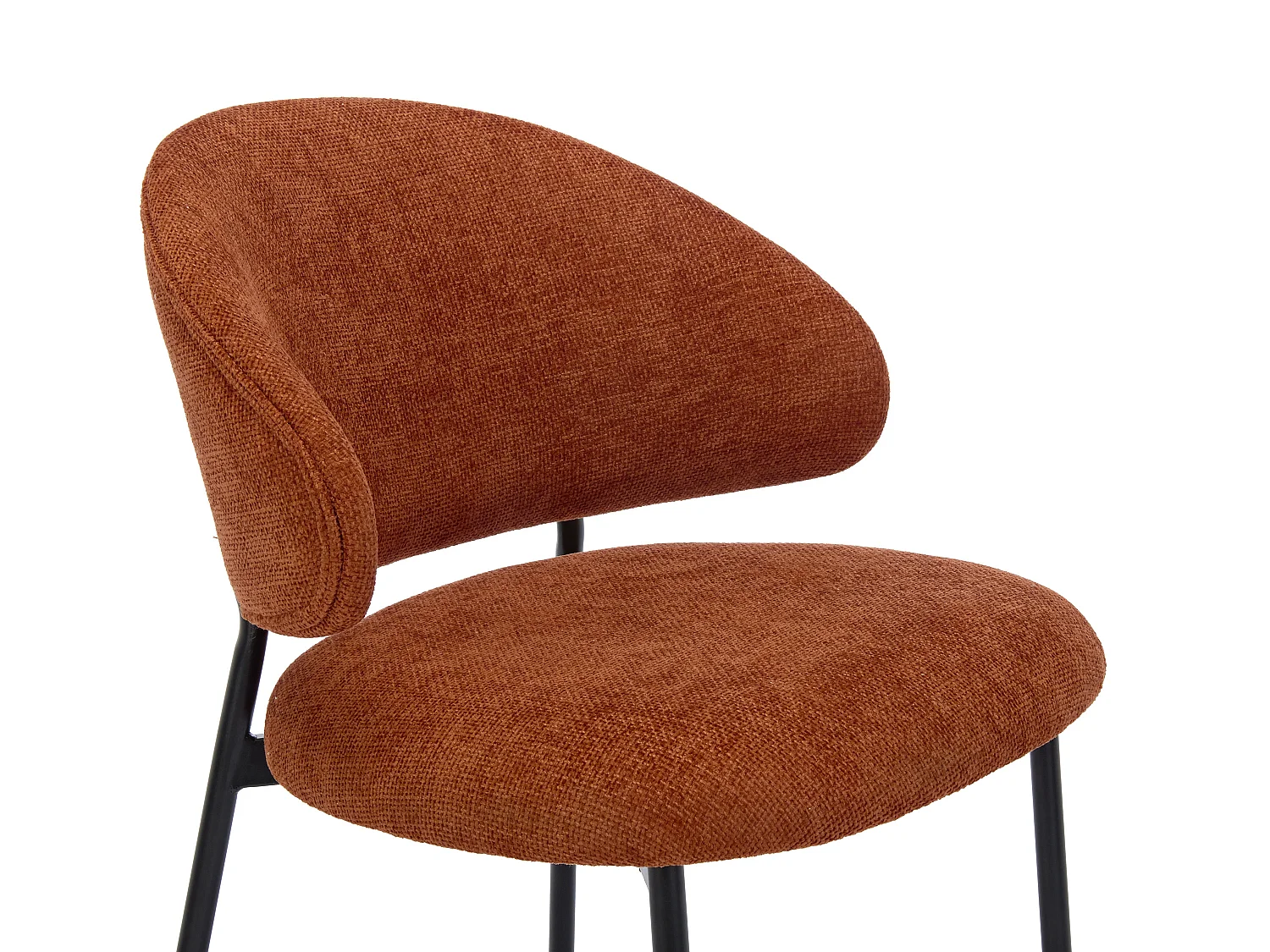 Lot de 4 chaises en tissu texturé et métal noir - Terracotta - VOSINIA