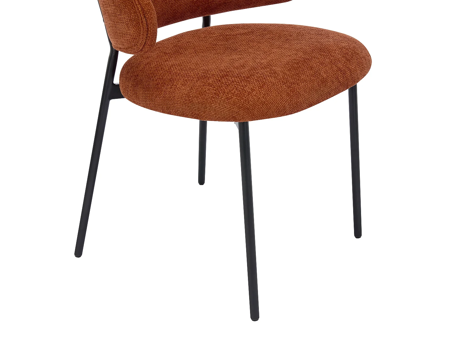 Lot de 4 chaises en tissu texturé et métal noir - Terracotta - VOSINIA