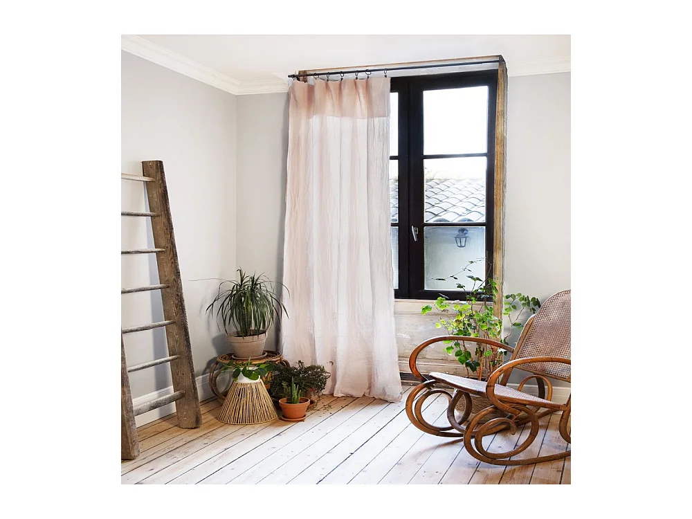 Rideau ajustable 140x300 cm Gaze de coton Guimauve